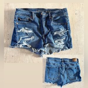 American Eagle Outfitters Women's Ripped Blue Jean Shorts